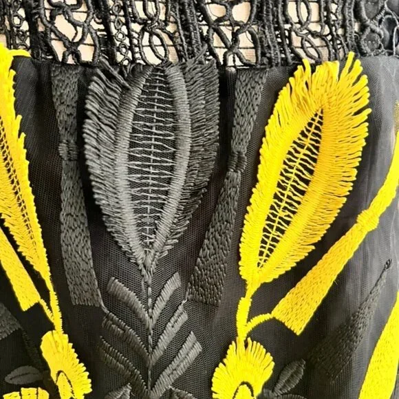 Charo Ruiz black yellow unique design dress size S